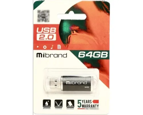 USB флеш накопичувач Mibrand 64GB Cougar Black USB 2.0 (MI2.0/CU64P1B)