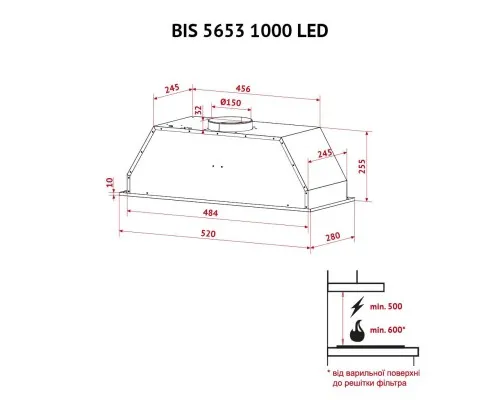 Витяжка кухонна Perfelli BIS 5653 BL 1000 LED