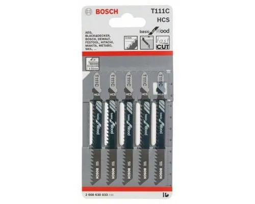 Полотно Bosch T111 С, HC, 5 шт, к электролобзику (2.608.630.033)