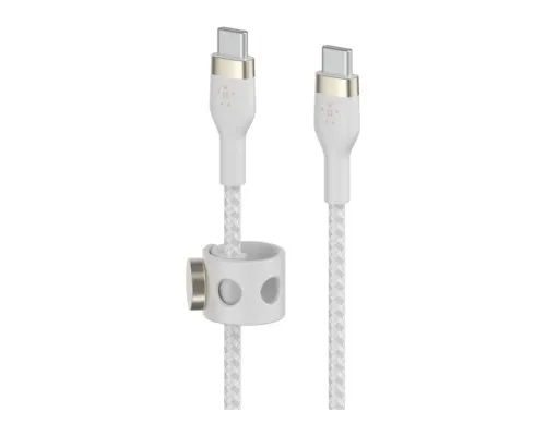 Дата кабель USB-C to USB-C 1.0m BRAIDED SILICONE white Belkin (CAB011BT1MWH)