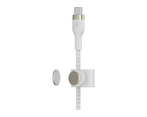 Дата кабель USB-C to USB-C 1.0m BRAIDED SILICONE white Belkin (CAB011BT1MWH)