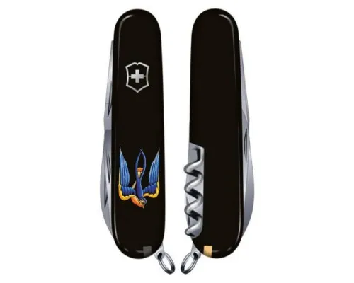 Ніж Victorinox Huntsman Ukraine 91 мм Чорний Тризуб-Ластівка (1.3713.3_T1230u)
