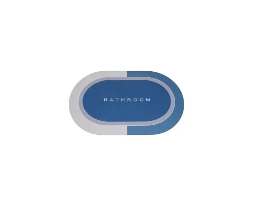 Килимок для ванної Stenson суперпоглинаючий 50 х 80 см овальний сіро-синій (R30940 grey-blue)