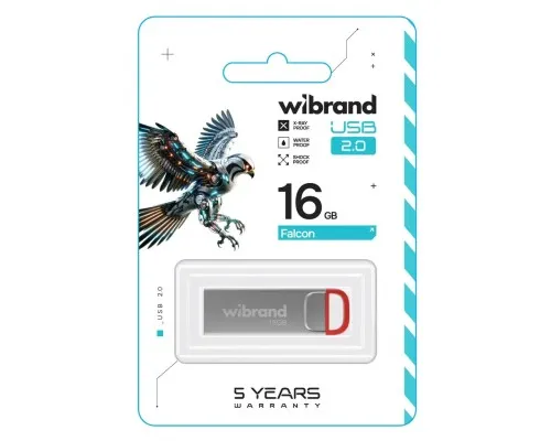 USB флеш накопитель Wibrand 16GB Falcon Silver-Red USB 2.0 (WI2.0/FA16U7R)