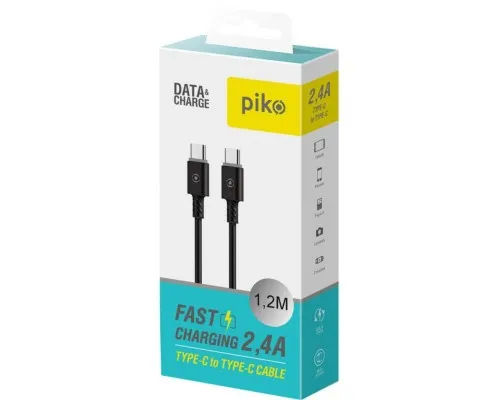 Дата кабель USB Type-C to Type-C 1.2m CB-TT11 black Piko (1283126504105)