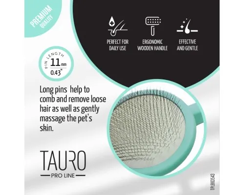 Гребінець для тварин Tauro Pro Line круглий M, зубці 11 мм mint (TPLB63543)