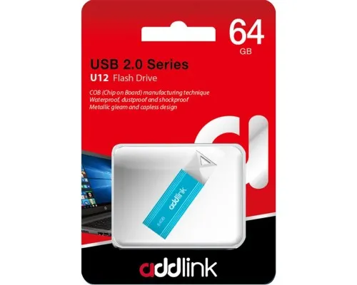 USB флеш накопичувач AddLink 64GB U12 Aqua USB 2.0 (ad64GBU12A2)