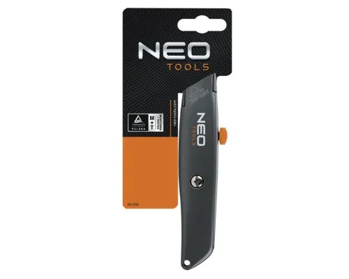 Ніж монтажний Neo Tools сегментне лезо 18мм, металевий корпус (63-702)