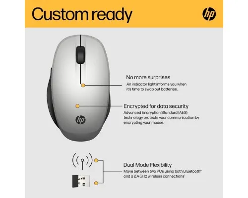 Мышка HP Dual Mode Bluetooth/Wireless Silver (6CR72AA)