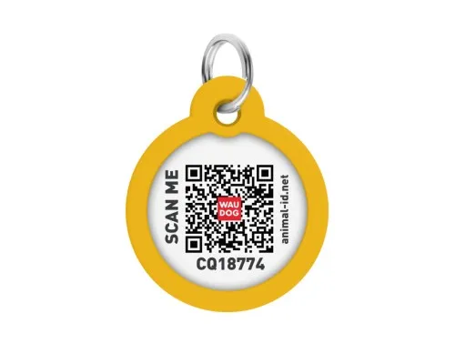 Адресник для животных WAUDOG Smart ID с QR паспортом Градиент оранжевый, круг 25 мм (225-4035)