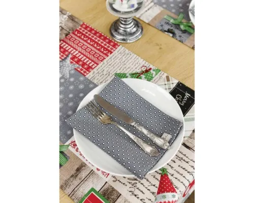 Серветка на стіл Прованс Merry Christmas сіра 35x45 см (4823093448780)