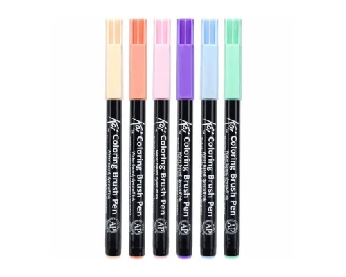Художній маркер KOI набір Coloring Brush Pen, SWEETS 6 кольорів (8712079448691)