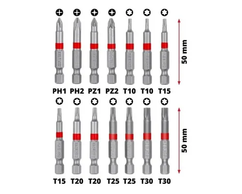 Набір біт Einhell 42шт, HEX, PH, PZ, Torx, 50мм, кейс (118953)