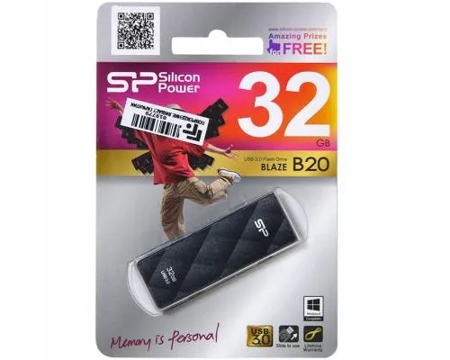 USB флеш накопичувач Silicon Power 32GB BLAZE B20 USB 3.0 (SP032GBUF3B20V1K)