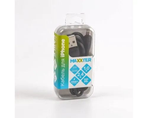 Дата кабель USB 2.0 AM to Lightning 1.0m Maxxter (UB-L-USB-01BK)
