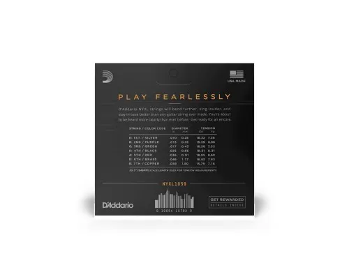Струни для гітари D'Addario NYXL Regular Light 7-String (10-59) (NYXL1059)