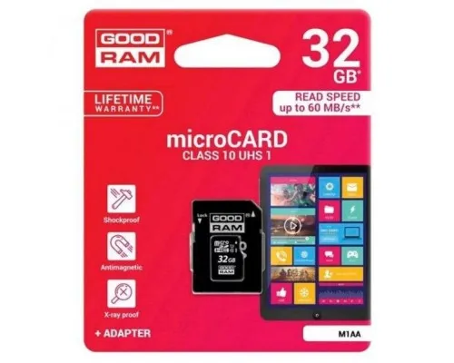 Карта памяти Goodram 32GB microSDHC Class 10 (M1AA-0320R12)