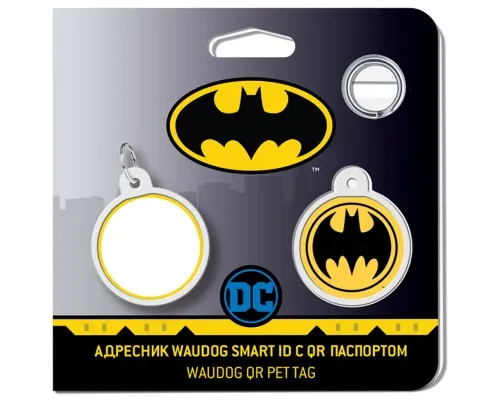 Адресник для животных WAUDOG Smart ID с QR паспортом Бэтмен лого, круг 25 мм (0625-1006ru-eng)