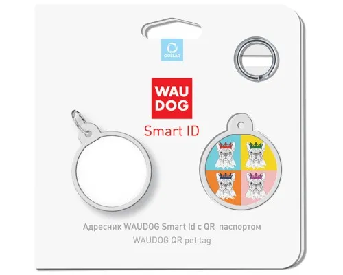 Адресник для тварин WAUDOG Smart ID з QR паспортом Французький бульдог, круг 25 мм (0625-0209)