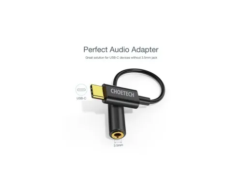 Переходник USB-C to 3.5m stereo-audio (CDLA) Choetech (AUX003-BK)