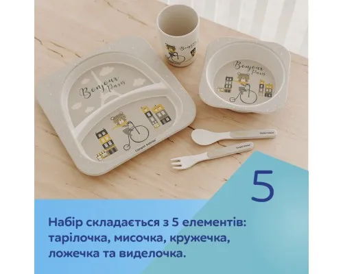 Набор детской посуды Canpol babies BONJOUR PARIS посуды 5 эл. синий (9/227_blu)