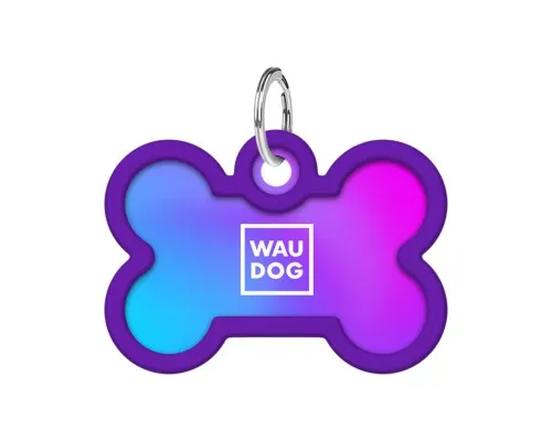 Адресник для животных WAUDOG Smart ID с QR паспортом Градиент фиолетовый, кость 40х28 мм (231-4034)