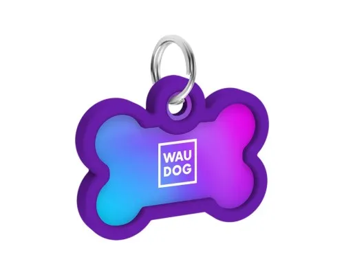 Адресник для животных WAUDOG Smart ID с QR паспортом Градиент фиолетовый, кость 40х28 мм (231-4034)