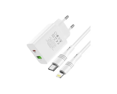 Зарядное устройство BOROFONE BA56A Lavida PD20W+QC3.0 charger (Type-C to Lightning) White (BA56ACLW)