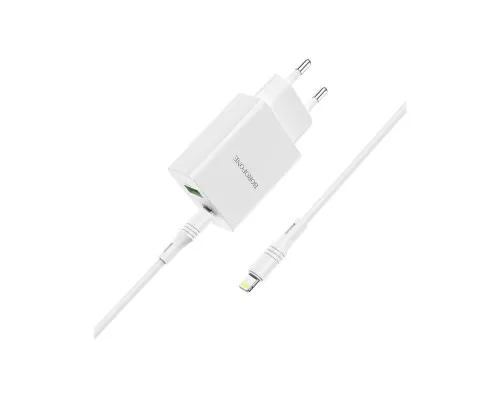 Зарядное устройство BOROFONE BA56A Lavida PD20W+QC3.0 charger (Type-C to Lightning) White (BA56ACLW)