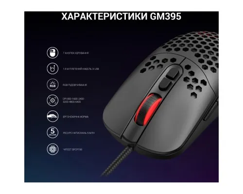 Мышка GamePro GM395 RGB USB Black (GM395)