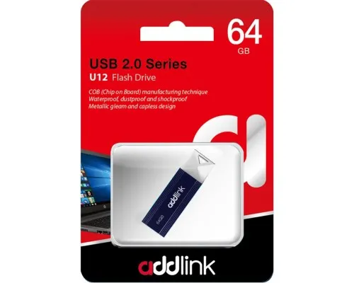 USB флеш накопитель AddLink 64GB U12 Dark Blue USB 2.0 (ad64GBU12D2)