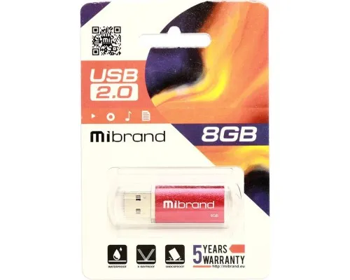 USB флеш накопитель Mibrand 8GB Cougar Red USB 2.0 (MI2.0/CU8P1R)