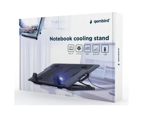 Підставка до ноутбука Gembird до 17, 1x150 mm fan, black (NBS-1F17T-01)