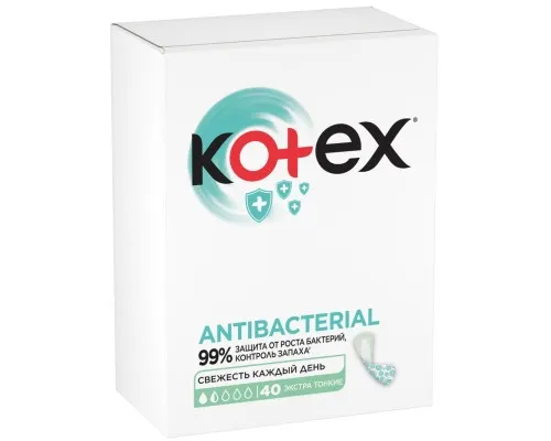 Ежедневные прокладки Kotex Antibacterial Extra Thin 40 шт. (5029053549149)
