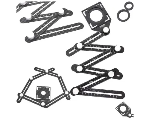 Лінійка Neo Tools кутова, алюміній, 6 плечей шкалою 0-6 см, отвори у шаблоні 2 (72-351)