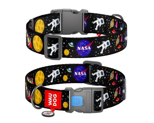 Ошейник для животных WAUDOG Nylon с QR паспортом NASA пластиковый фастекс S (4738)