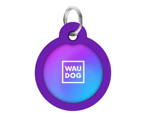 Адресник для животных WAUDOG Smart ID с QR паспортом Градиент фиолетовый, круг 25 мм (225-4034)