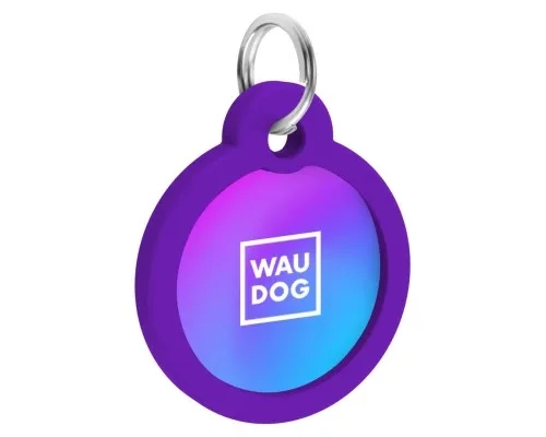 Адресник для животных WAUDOG Smart ID с QR паспортом Градиент фиолетовый, круг 25 мм (225-4034)