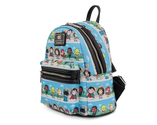 Рюкзак шкільний Loungefly DC - Superheroes Chibi Lineup AOP Mini Backpack (DCCBK0062)