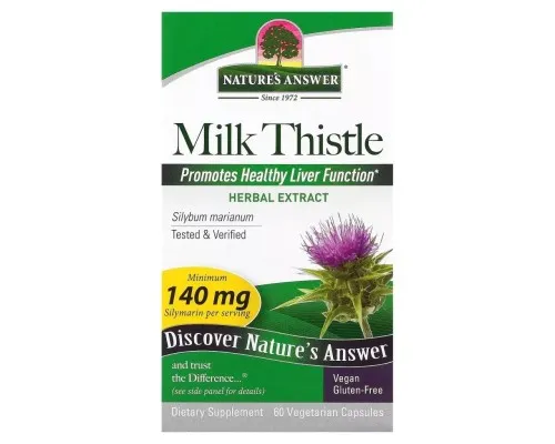 Травы Nature's Answer Расторопша, Milk Thistle, 60 вегетарианских капсул (NTA-16415)