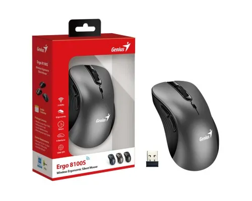 Мишка Genius Ergo 8100S Wireless Gray (31030040401)