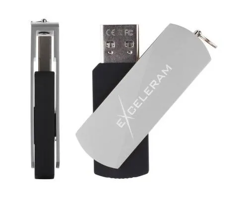 USB флеш накопичувач eXceleram 64GB P2 Series Silver/Black USB 2.0 (EXP2U2SIB64)