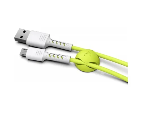 Дата кабель USB 2.0 AM to Micro 5P 1.0m Soft white/lime Pixus (4897058531176)