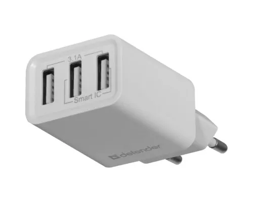 Зарядний пристрій Defender UPA-31 white, 3xUSB, 5V / 3.1A (83587)