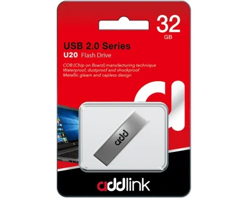 USB флеш накопитель AddLink 32GB U20 Titanium USB 2.0 (ad32GBU20T2)