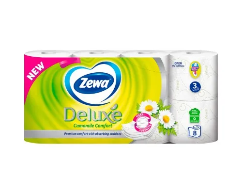 Туалетная бумага Zewa Deluxe Ромашка 3 слоя 8 рулонов (7322541171708)