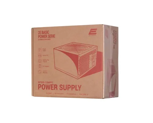 Блок живлення 2E BASIC POWER (500W), 80, 120mm, 1xMB 24pin(20+4), 1xCPU 8pin(4+4), 3xMolex, 4xSATA, 2xPCIe 8pin( (2E-BP500-120APFC)