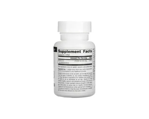 Витамин Source Naturals Витамин D-3, 10000 МЕ, Vitamin D-3, 60 гелевых капсул (SN2791)