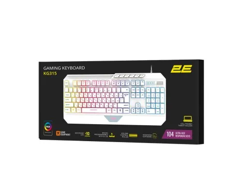 Клавіатура 2E Gaming KG315 RGB USB UA White (2E-KG315UWT)