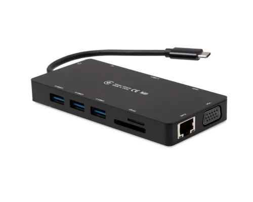 Концентратор Vinga USB-C 3.1 to VGA+HDMI+RJ45+3xUSB3.0+USB2.0+SD/TF+PD+Audio (VHYC10)